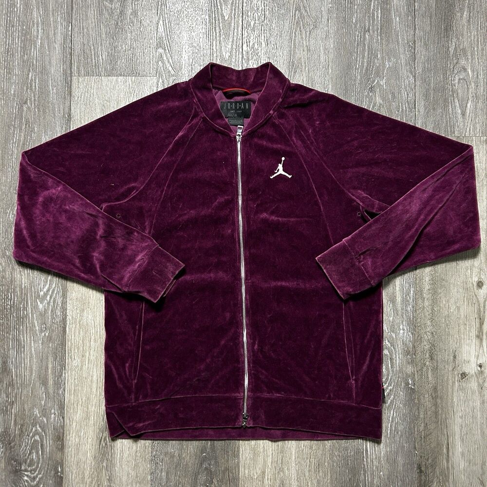 Nike Air Jordan Track Jacket Men Large Purple Jumpman Velour Full Zip AH2357-609